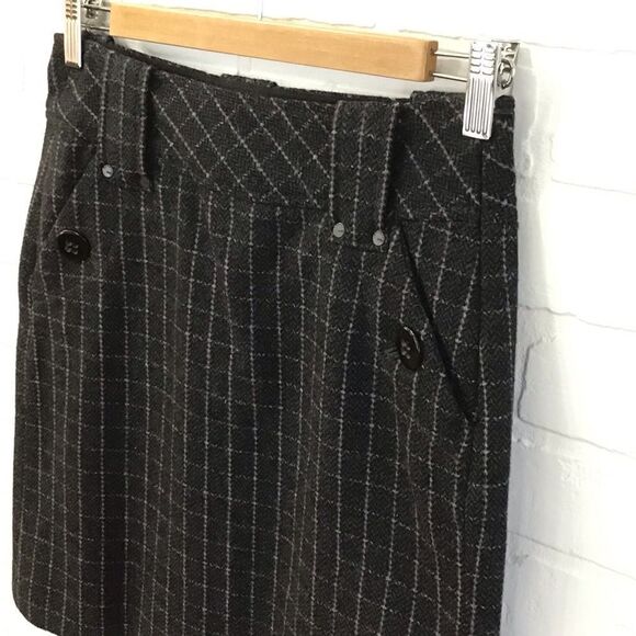 ESPRIT mini skirt 75% wool plaid size 0 black grey - Picture 3 of 15